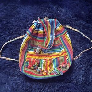 Rainbow draw string back pack